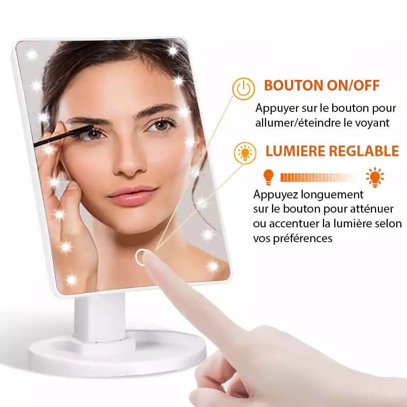Miroir maquillage lumineux Écran tactile LED Miroir de maquillage